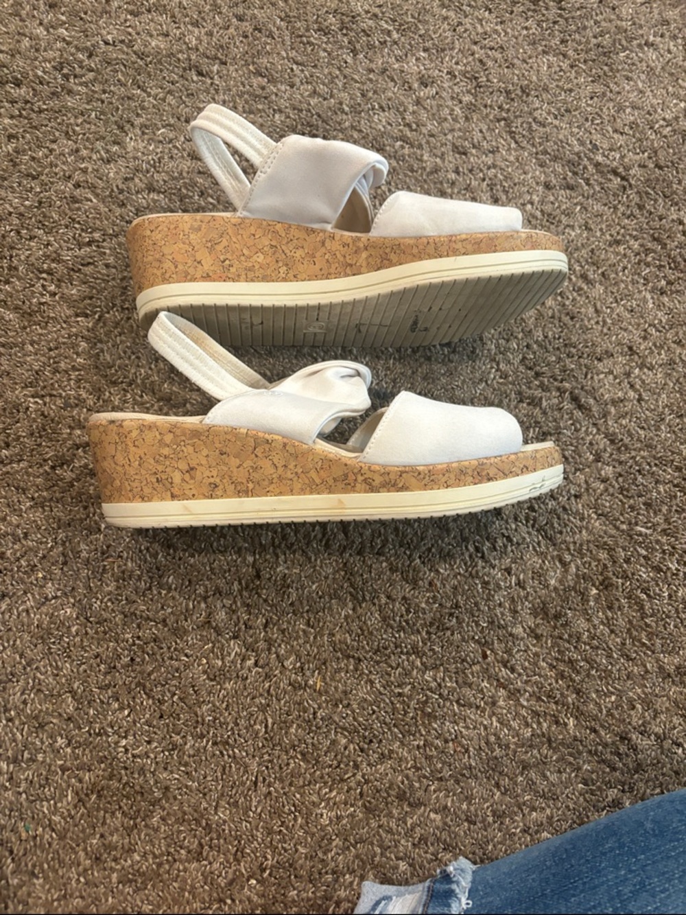 Bzees White Cork Wedge Sandals